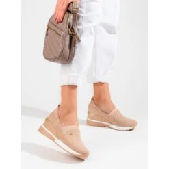SHELOVET Chaussures Compensées Femme Daim Potocki Beige