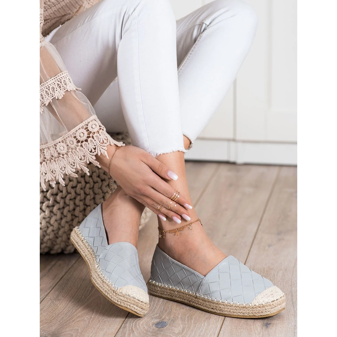 SHELOVET Espadrilles Matelassées Gris
