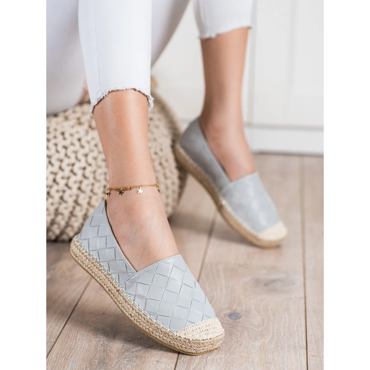 SHELOVET Espadrilles Matelassées Gris – Image 2