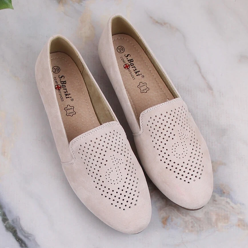 Slip-on Confortables En Cuir Suédé Beige S.Barski LR29515 – Image 3