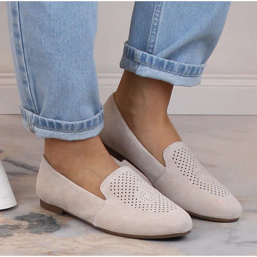 Slip-on Confortables En Cuir Suédé Beige S.Barski LR29515 – Image 8