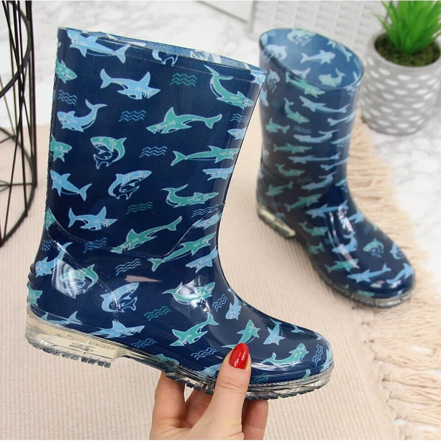 T.Sokolski Galoches Garçon Avec Requins Bleu Marine Par T. Sokolski