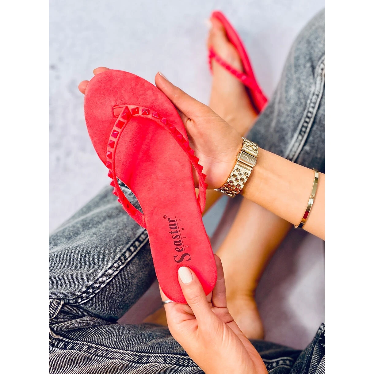 Tongs Avec Clous Pyramidaux DD26 Red Rouge – Image 4