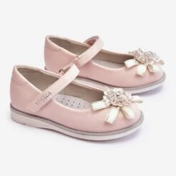 Vinceza Ballerines Enfant Velcro Fleur Décorative Rose Freya