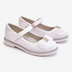 Vinceza Ballerines Enfant Velcro Nœud Décoratif Blanc Nadia Blanche
