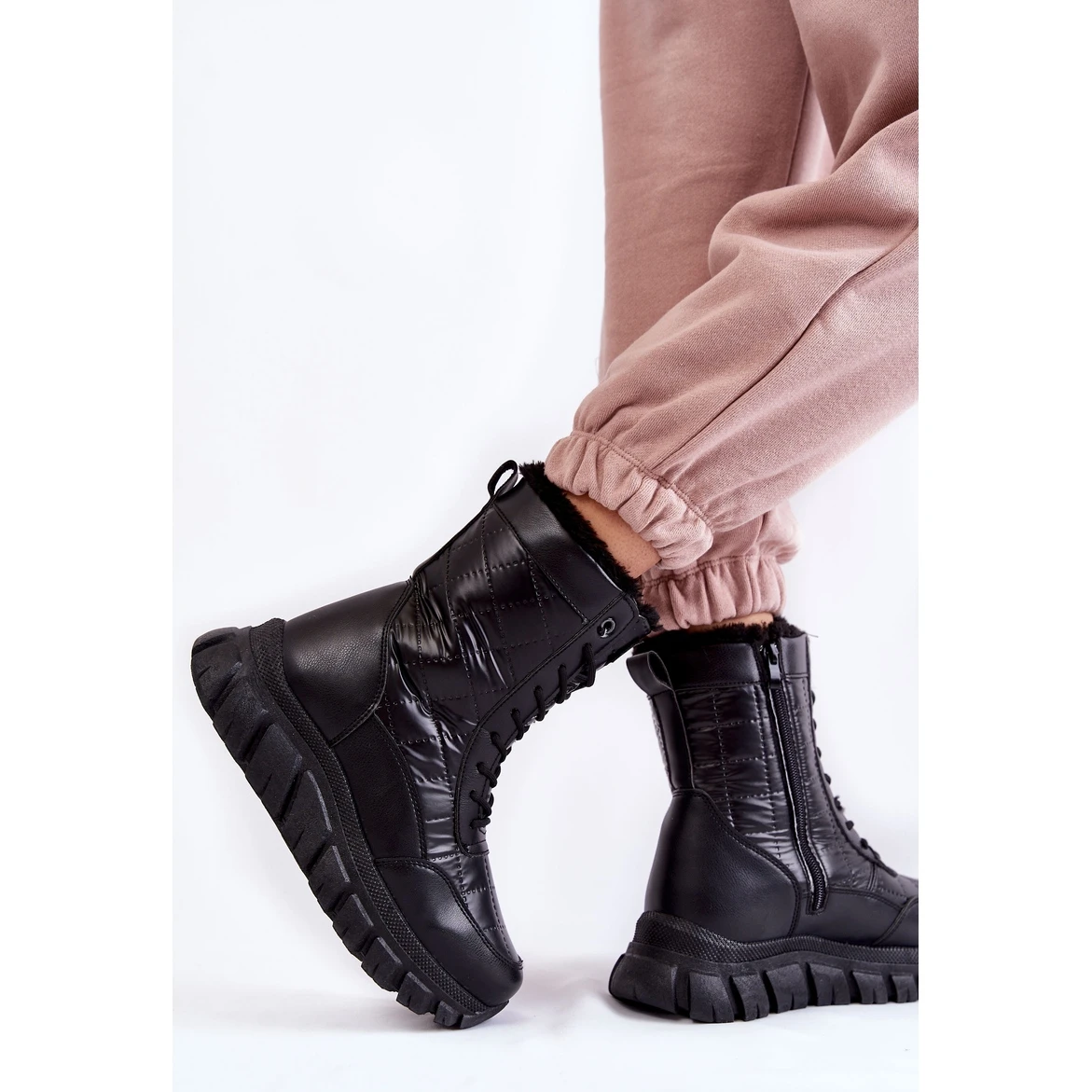 Vinceza Bottes De Neige À Lacets Pour Femmes Sur La Plateforme Noir Anubi Le Noir – Image 6