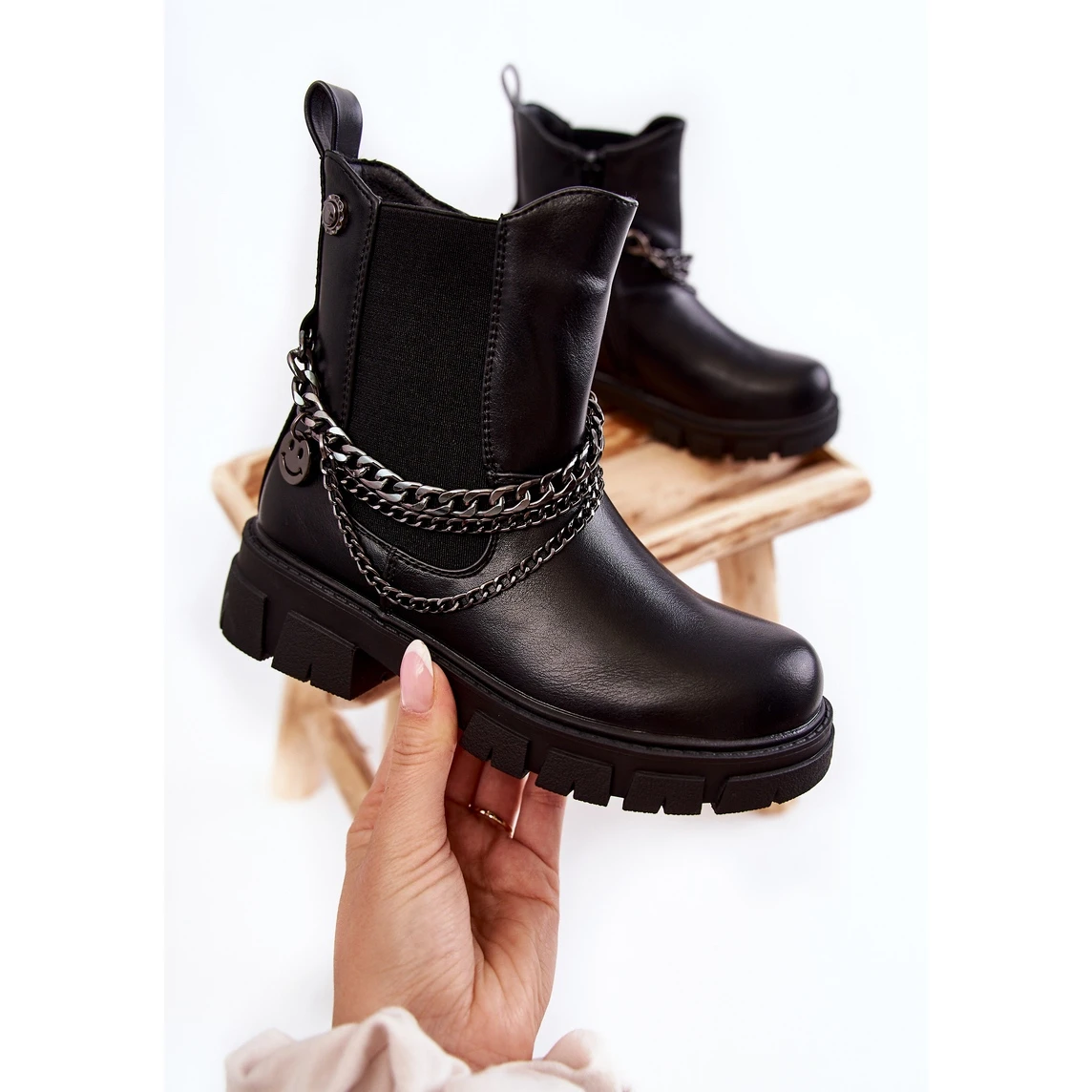 Vinceza Bottes En Cuir Isolées Pour Enfants Noir Lise Le Noir – Image 2