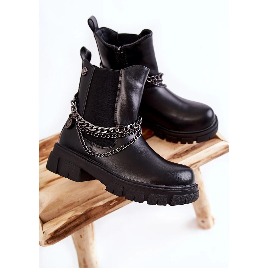 Vinceza Bottes En Cuir Isolées Pour Enfants Noir Lise Le Noir – Image 3