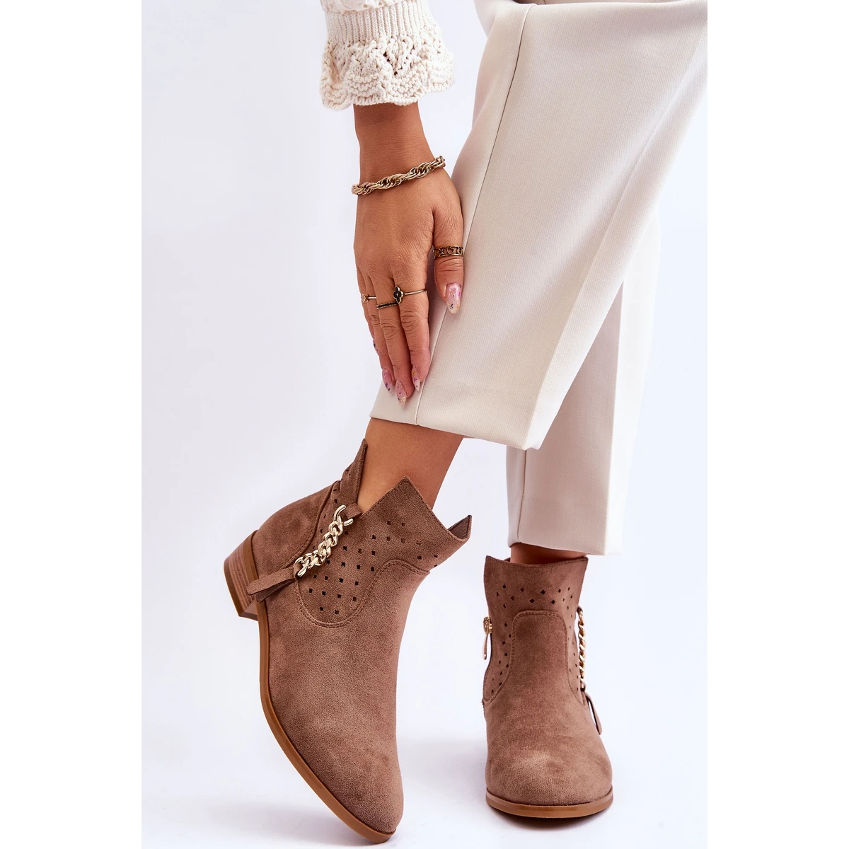 Vinceza Bottes Zippées En Daim Pour Femmes Beige Belliano