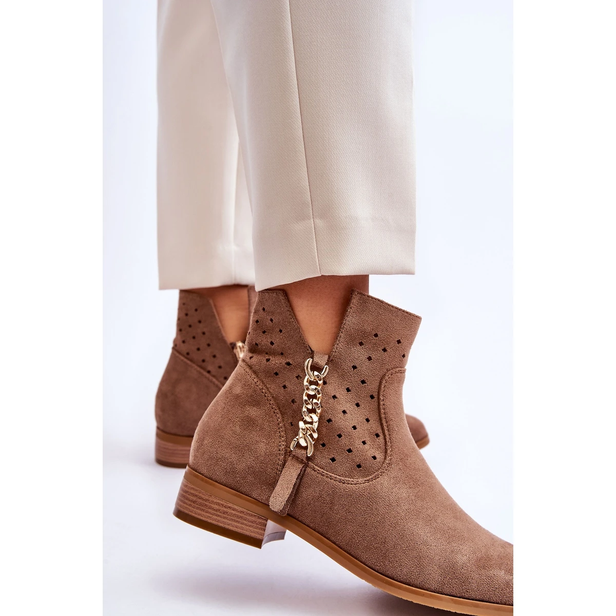 Vinceza Bottes Zippées En Daim Pour Femmes Beige Belliano – Image 4