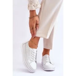 Vinceza Chaussures De Sport En Cuir Pour Femme Baskets Blanc Elami Blanche