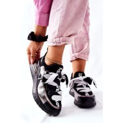 Vinceza Chaussures De Sport Sneakers Noir Et Argent Dexla Le Noir