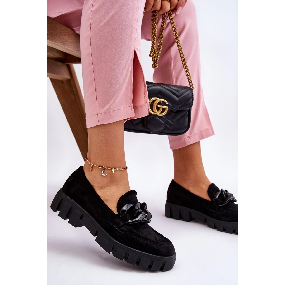 Vinceza Mocassins à Plateforme En Daim Pour Femmes Noir Bennett Le Noir – Image 6