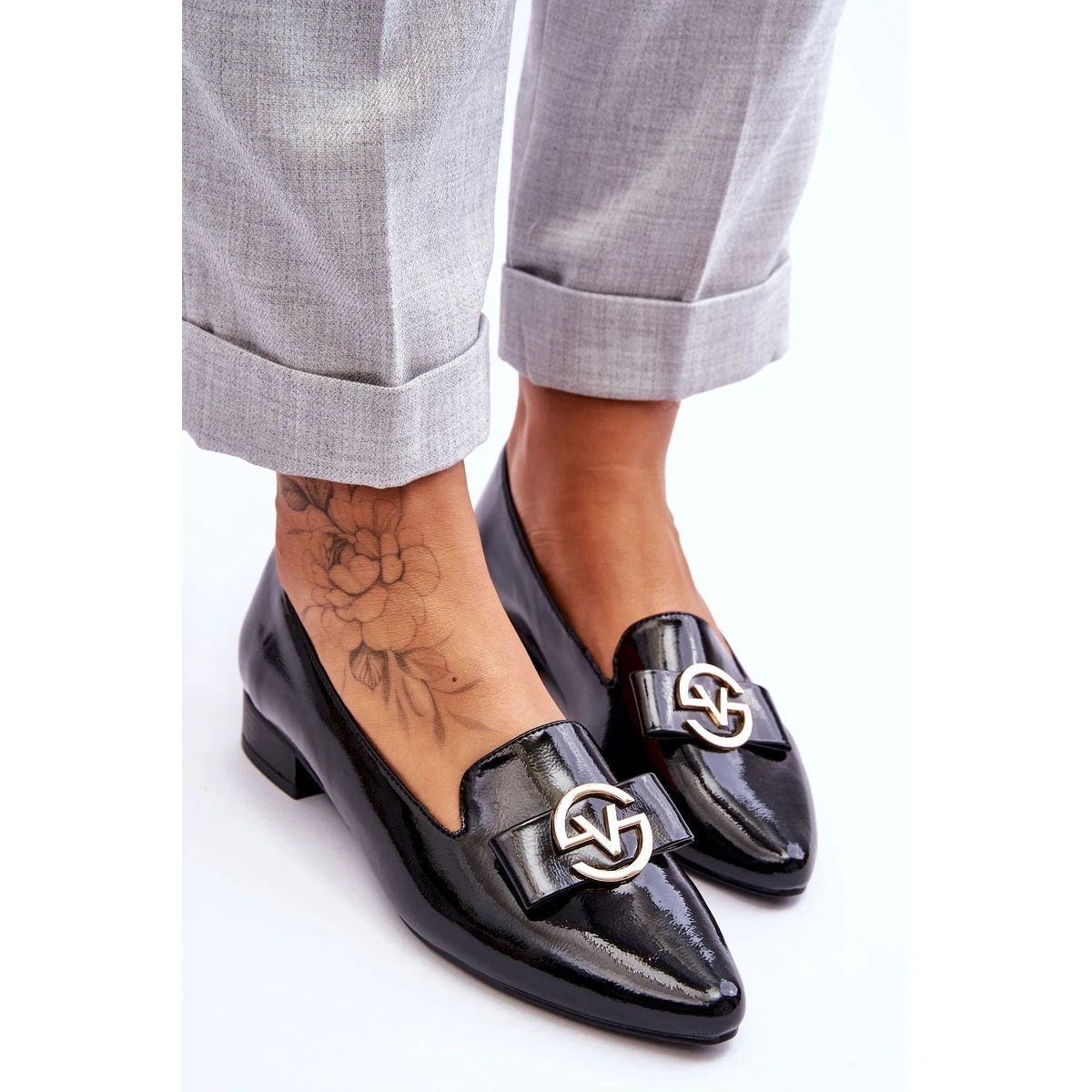 Vinceza Mocassins Vernis Noirs à Talons Bas Asselia Le Noir – Image 5