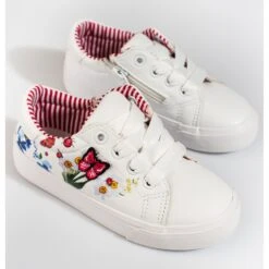 W. Potocki Baskets Blanches Pour Fille Avec Un Papillon Potocki