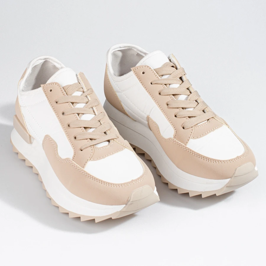 W. Potocki Baskets Femme Sur Semelle épaisse Beige Potocki – Image 2