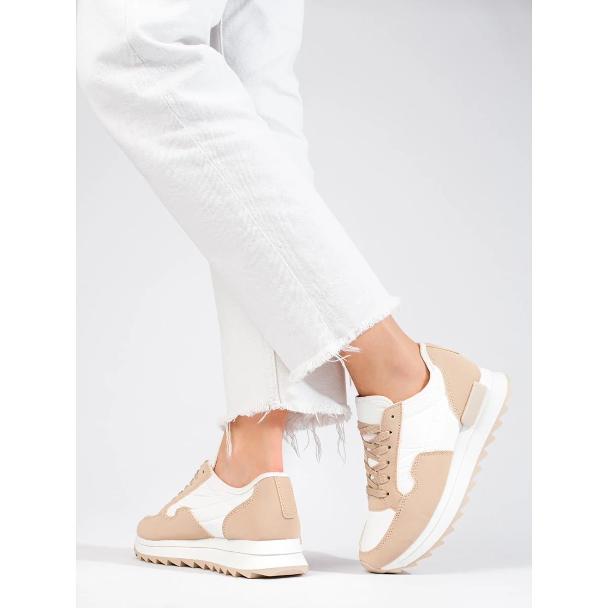 W. Potocki Baskets Femme Sur Semelle épaisse Beige Potocki – Image 3