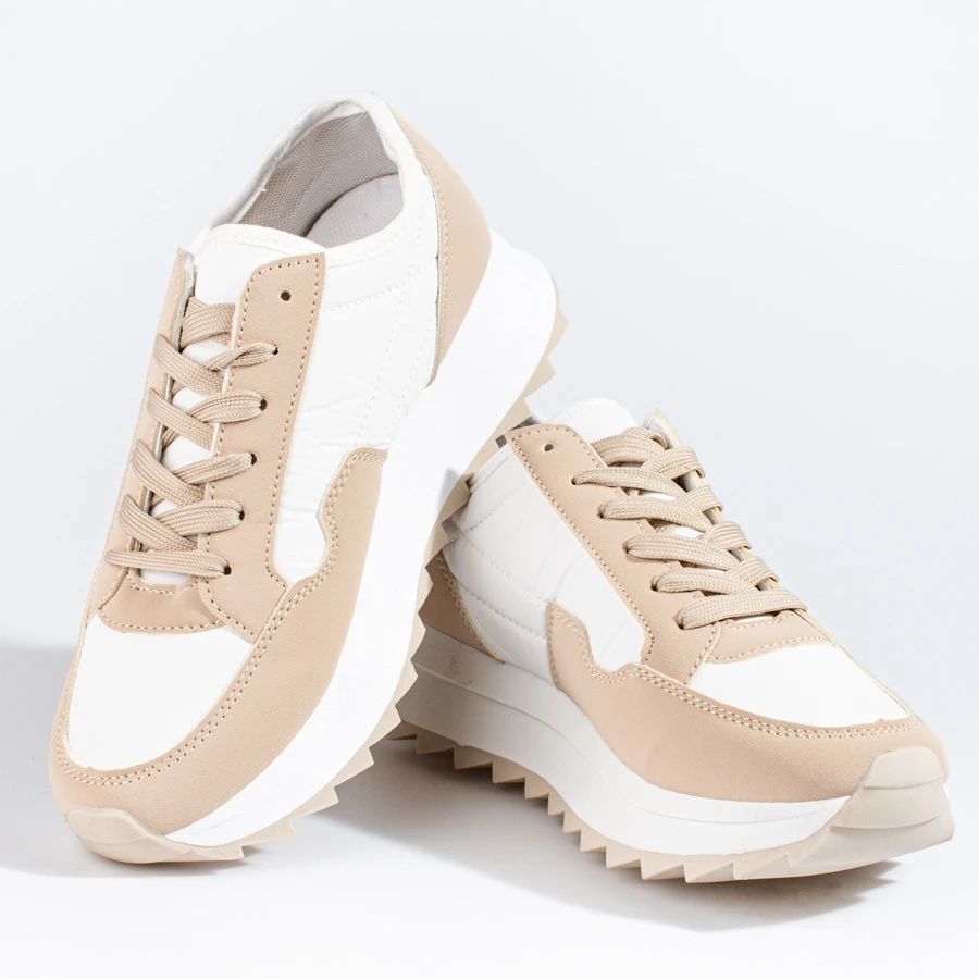 W. Potocki Baskets Femme Sur Semelle épaisse Beige Potocki – Image 6