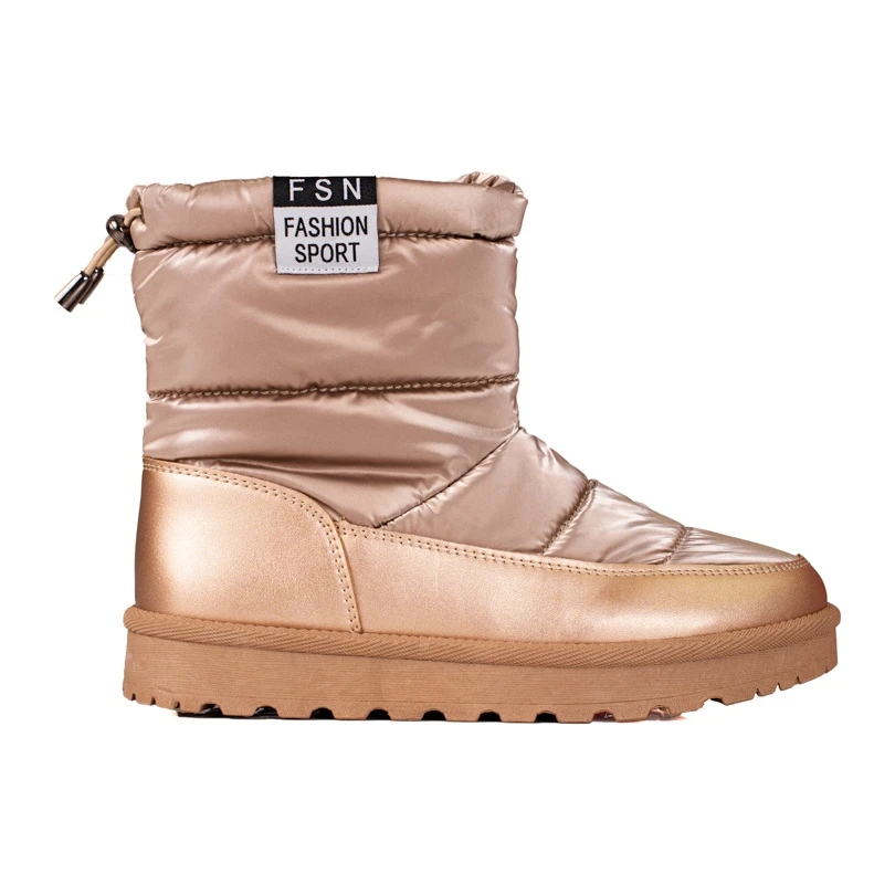 W. Potocki Bottes De Neige Potocki Pour Femmes à Tige Basse, Dorées D'or