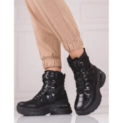 W. Potocki Bottes De Neige Pour Femmes Noires Avec Fourrure De Potocki Le Noir