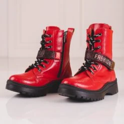 W. Potocki Bottes Fille Potocki Avec Cristaux Rouge