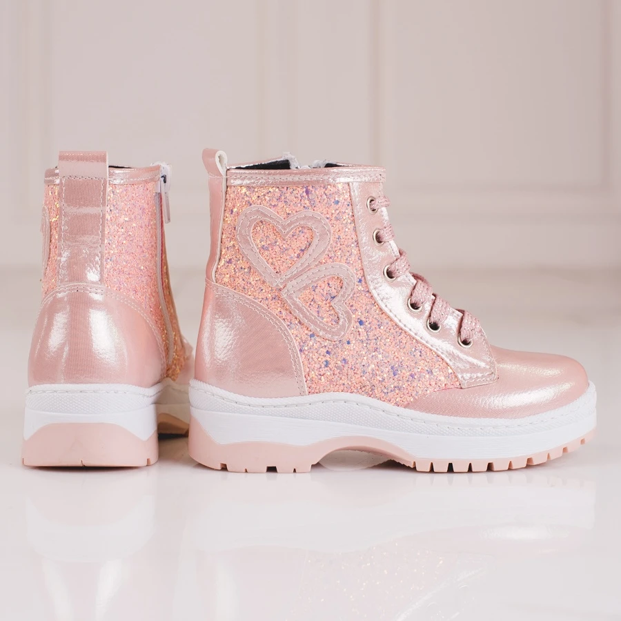 W. Potocki Bottines Fille à Paillettes Potocki Rose – Image 2