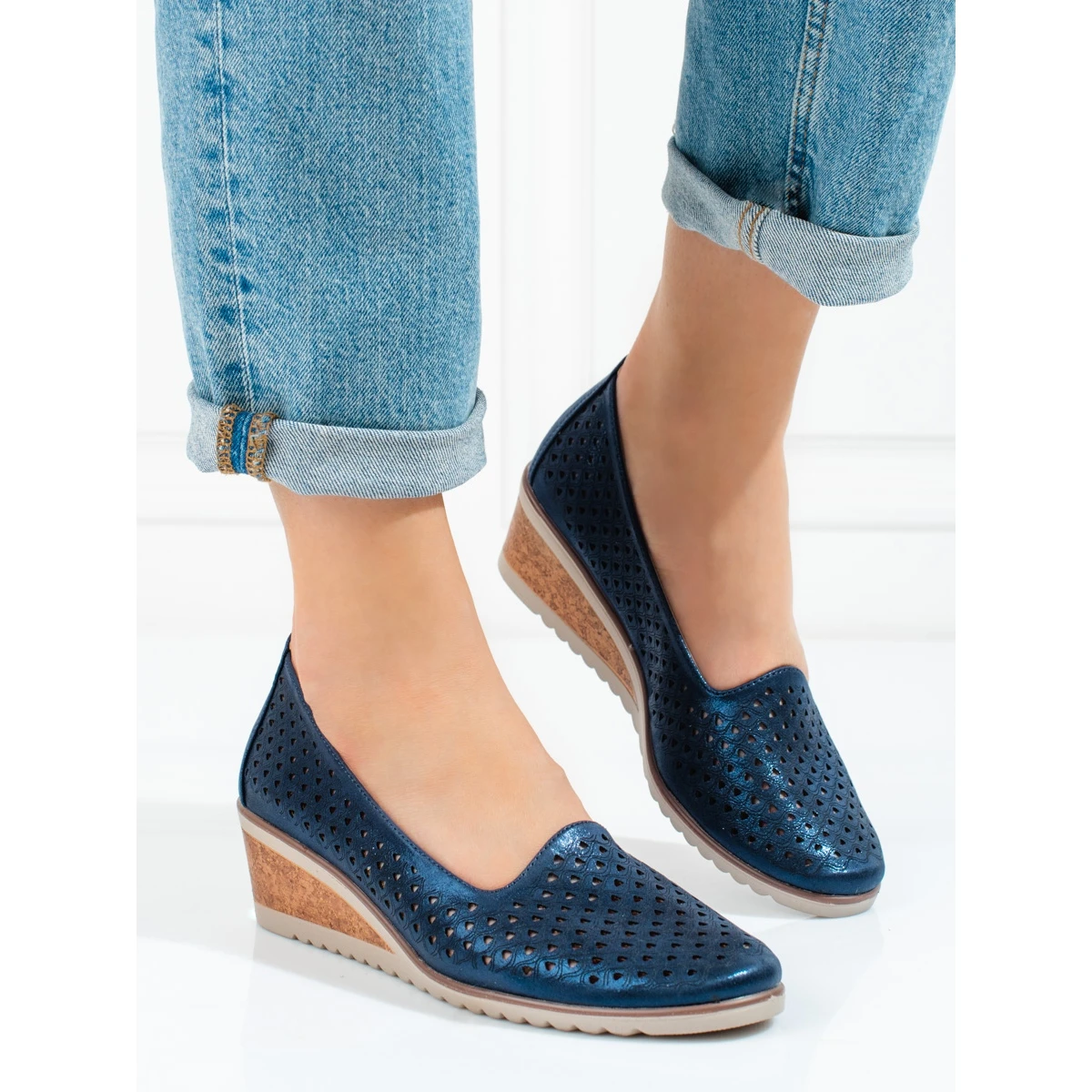 W. Potocki Escarpins Ajourés Femme Potocki Bleu Marine