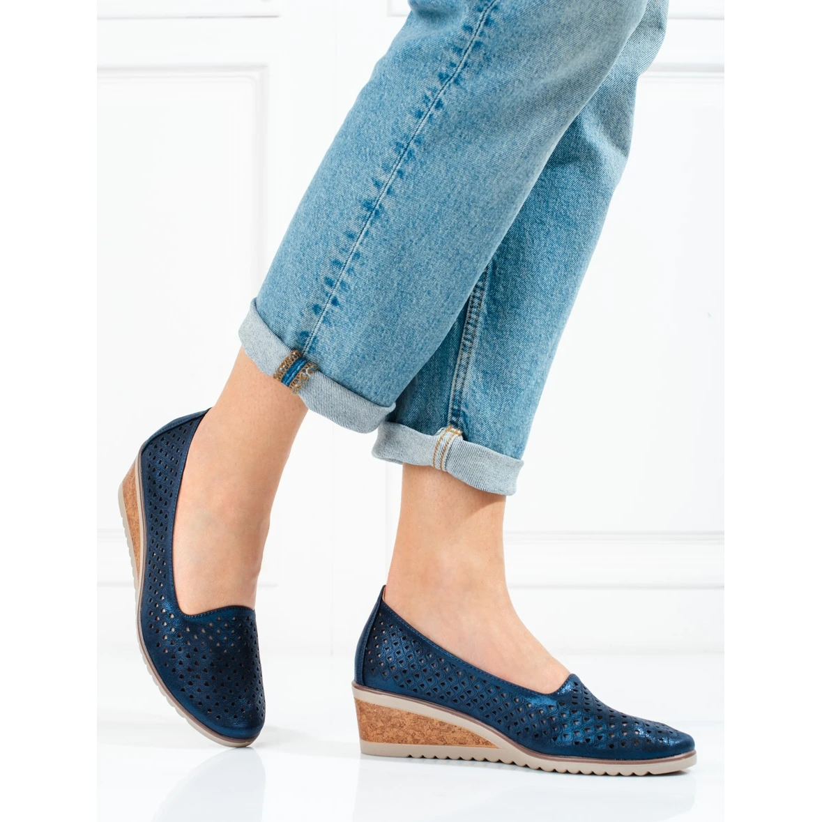 W. Potocki Escarpins Ajourés Femme Potocki Bleu Marine – Image 3