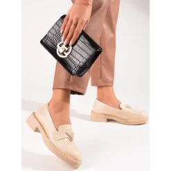 W. Potocki Mocassins Beiges Pour Femmes Sur La Plateforme