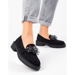 W. Potocki Mocassins Femme En Daim Potocki Noir Le Noir