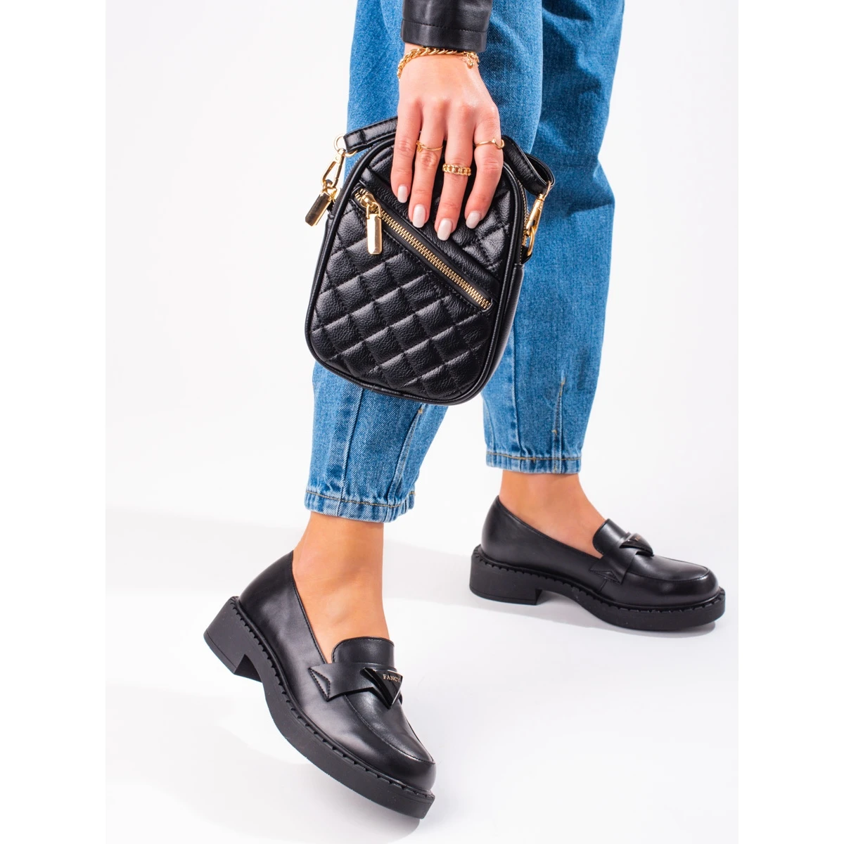 W. Potocki Mocassins Noirs Pour Femmes Sur La Plate-forme Le Noir