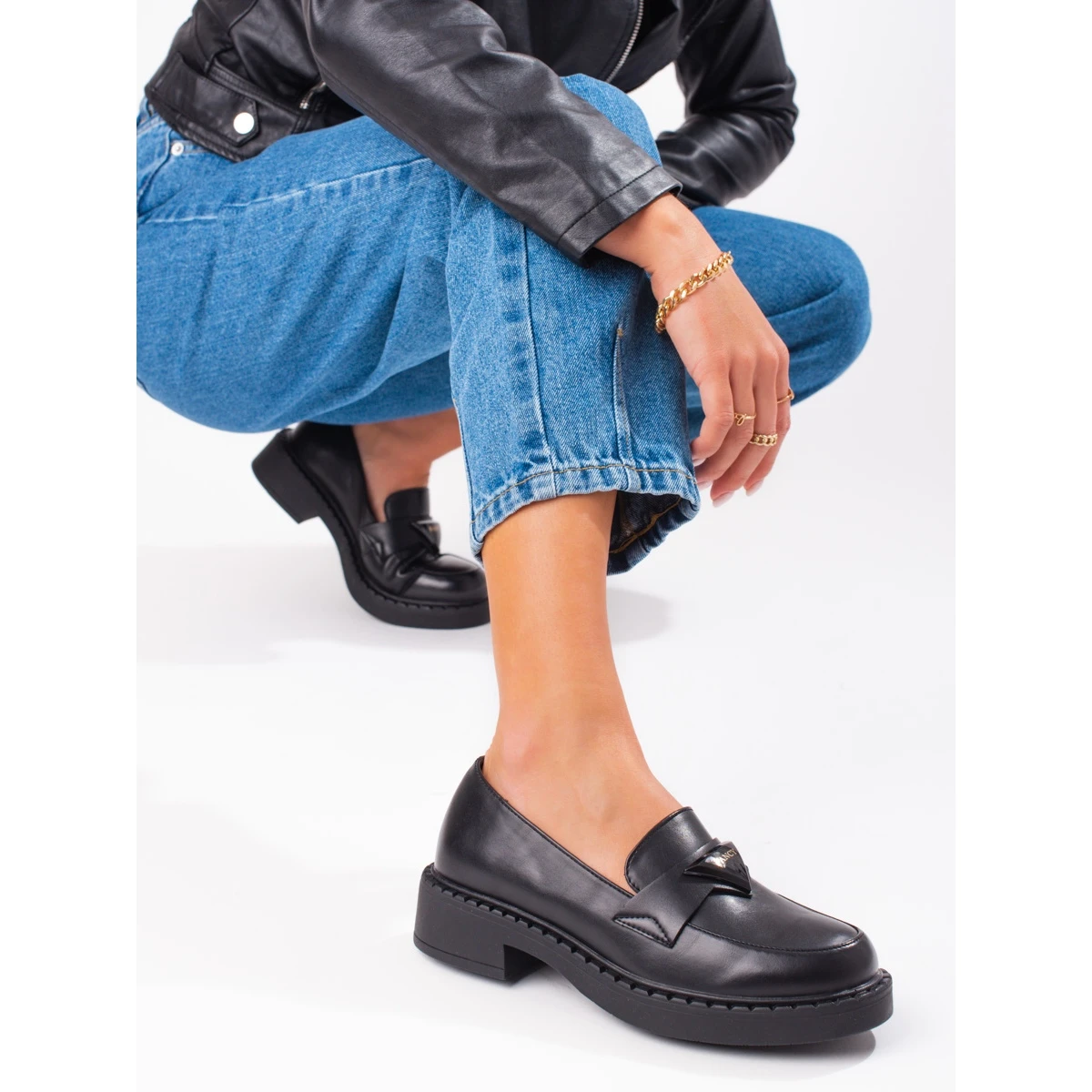 W. Potocki Mocassins Noirs Pour Femmes Sur La Plate-forme Le Noir – Image 3