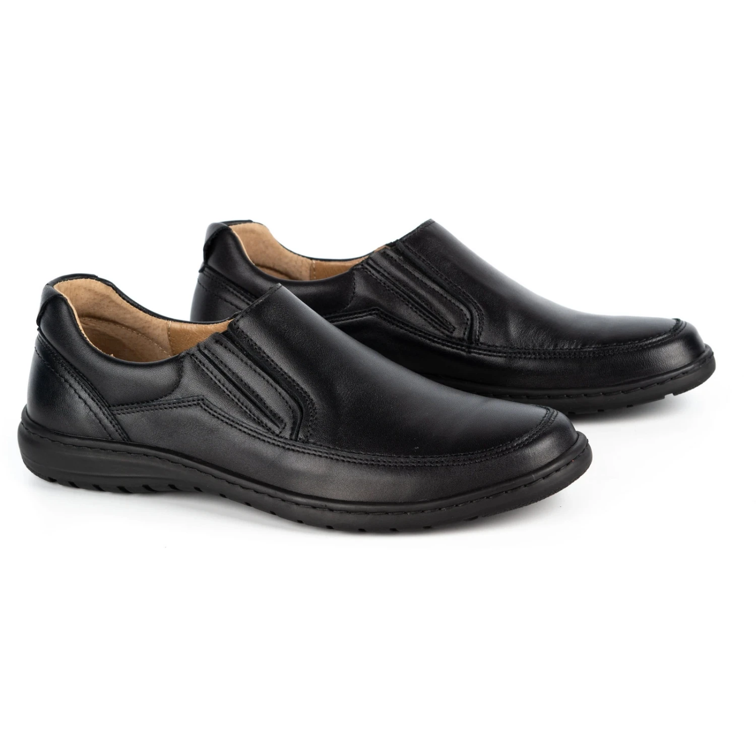WASAK Chaussures à Enfiler En Cuir Pour Hommes 0115W Noir Le Noir – Image 3