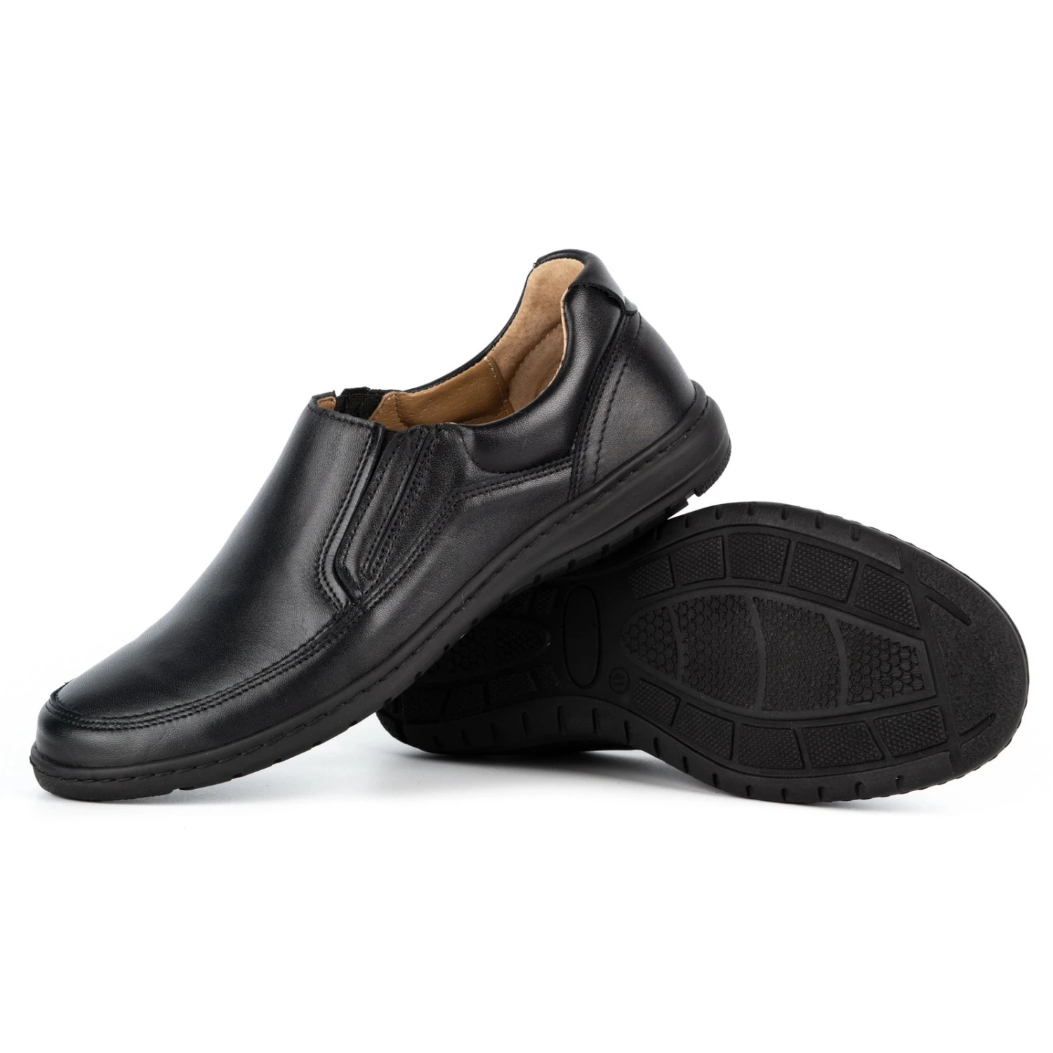 WASAK Chaussures à Enfiler En Cuir Pour Hommes 0115W Noir Le Noir – Image 4