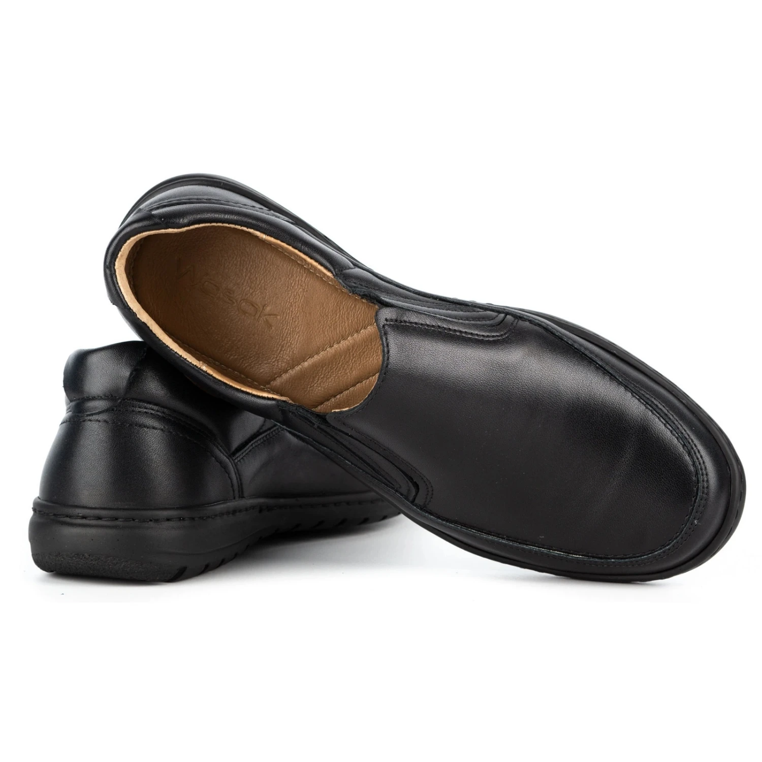 WASAK Chaussures à Enfiler En Cuir Pour Hommes 0115W Noir Le Noir – Image 5