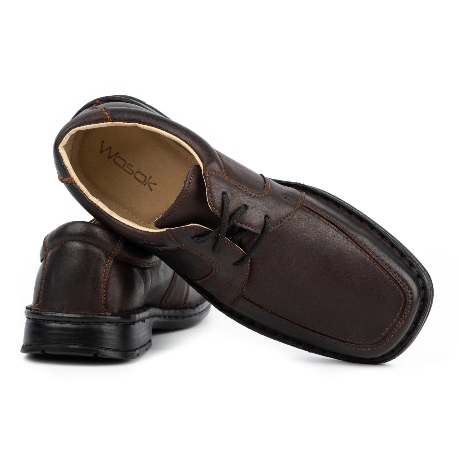 WASAK Chaussures Décontractées En Cuir Pour Hommes 0078W Marron Brun – Image 4