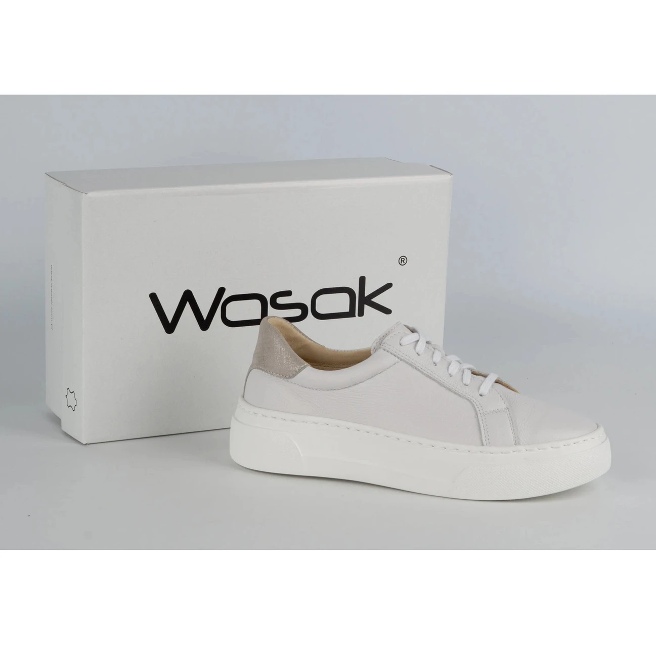 WASAK Chaussures Femme Baskets En Cuir 0680W Blanc Blanche – Image 7