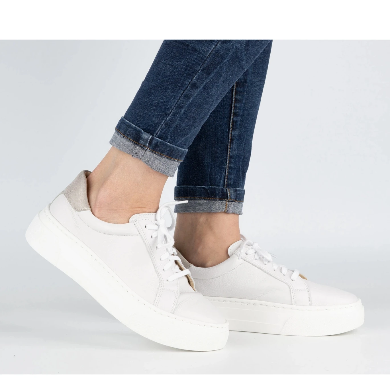 WASAK Chaussures Femme Baskets En Cuir 0680W Blanc Blanche – Image 8