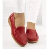 Wendy's Mocassins Rouges à Talons Compensés
