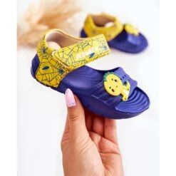 WJ1 Sandales Légères Pour Enfants Avec Décorations Fidèles Bleu Marine Et Jaune