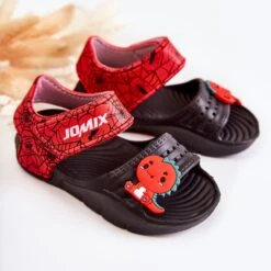 WJ1 Sandales Légères Pour Enfants Avec Décorations Fidèles Noires Et Rouges Le Noir