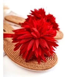 WJ1 Tongs Pour Femme Avec Une Décoration En Tissu Eviana Rouge