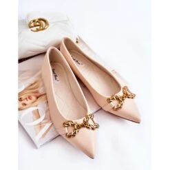 WS1 Ballerines Pour Femmes En Spitz Avec Ornement Carlos Beige