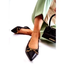 WS1 Ballerines Pour Femmes En Spitz Avec Ornement Carlos Noir Le Noir