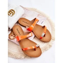 WS1 Tongs Laquées Femme Orange Fluo Jimena