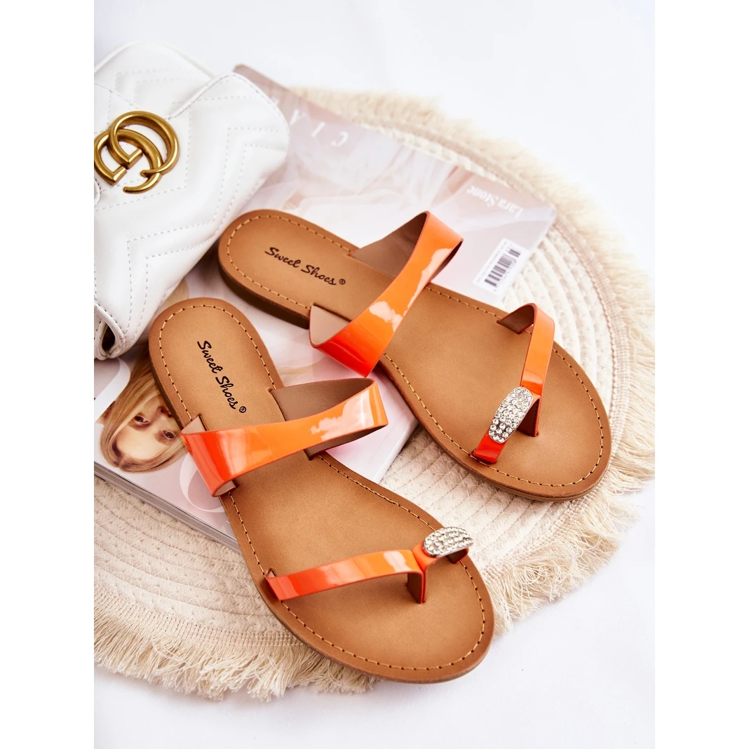 WS1 Tongs Laquées Femme Orange Fluo Jimena